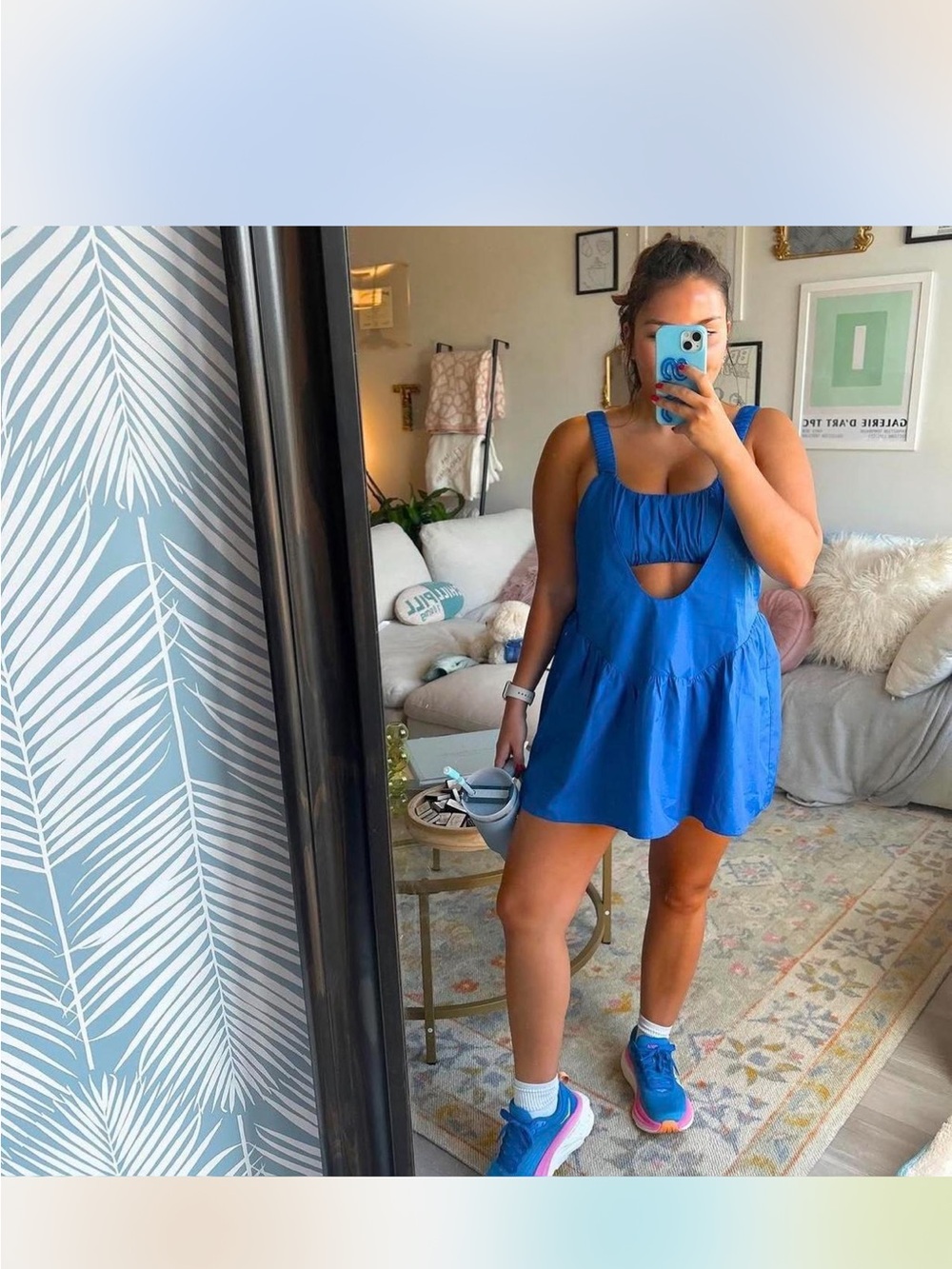 Bright Blue Cutout Tie-Back Two Piece Set